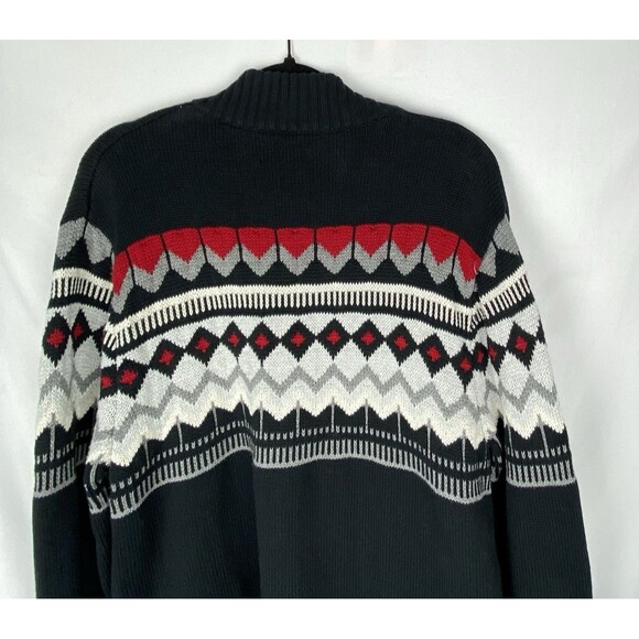 CHAPS Ralph Lauren Cardigan Sweater Mens L Fair Isle Full Zip Mock Neck Nordic - Picture 6 of 11